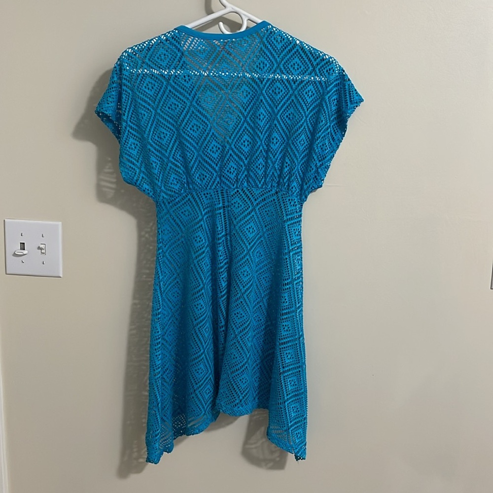 Blue netted cover up